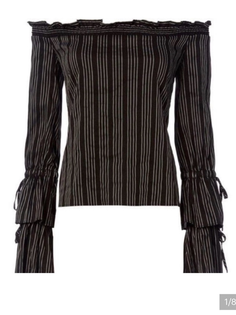 Intermix Sofia stretchy blouse Off-Shoulder Black Stripe Women's Top